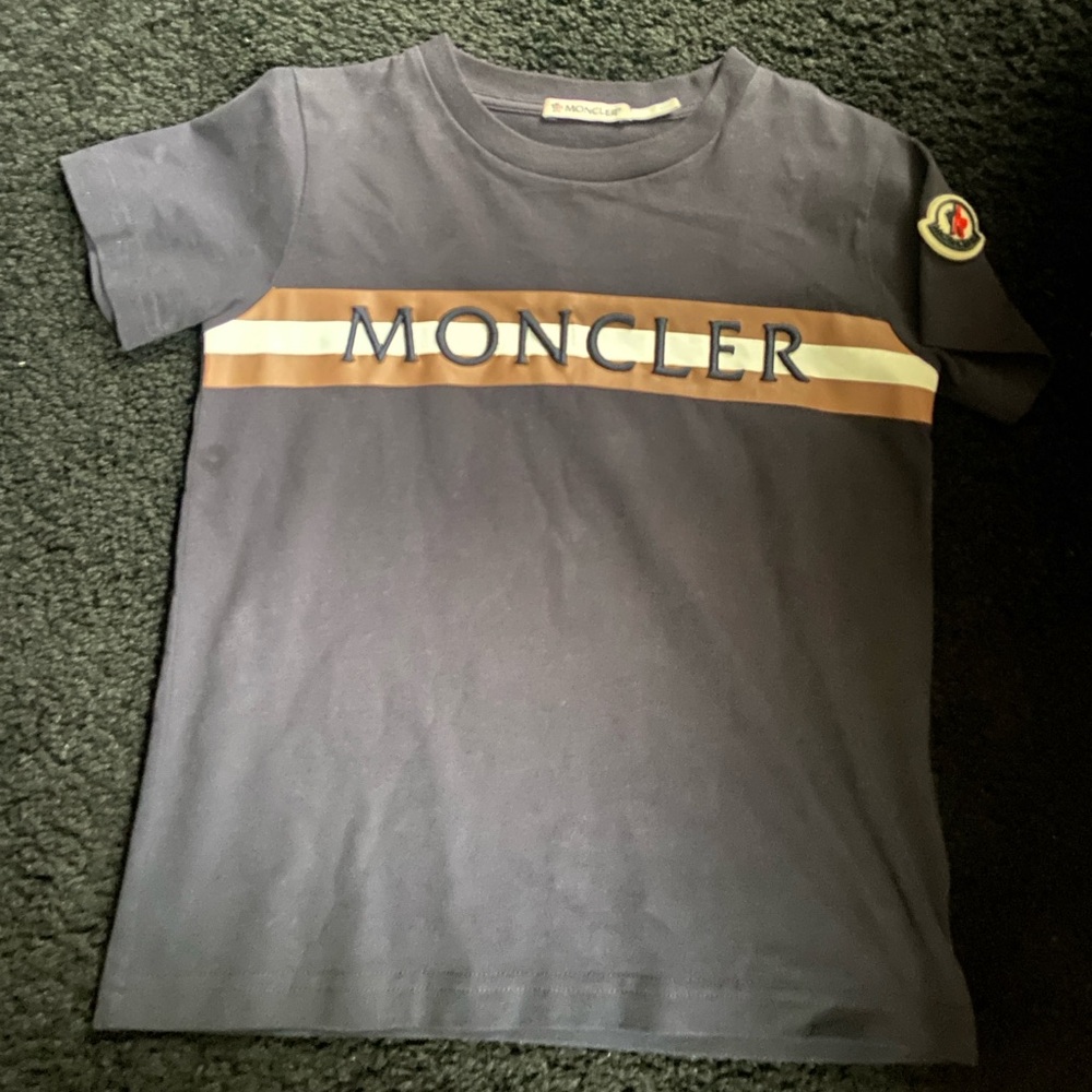 Moncler Black and Brown T-Shirt with Logo